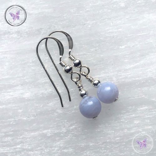 Classical Blue Lace Agate Silver Earrings
